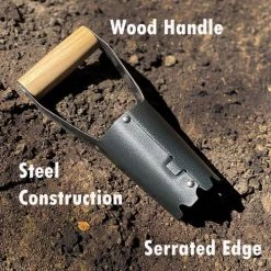 Yardworks® Wood Handle Bulb Planter -Yardworks shop 2653389 BulbPlanter 01 TopView withFeatures