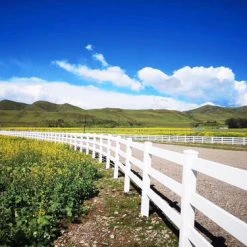 Yardworks® 2" X 6" - 8' White Vinyl Notched Ranch Rail -Yardworks shop 3 Rail Vinyl Fence Scene